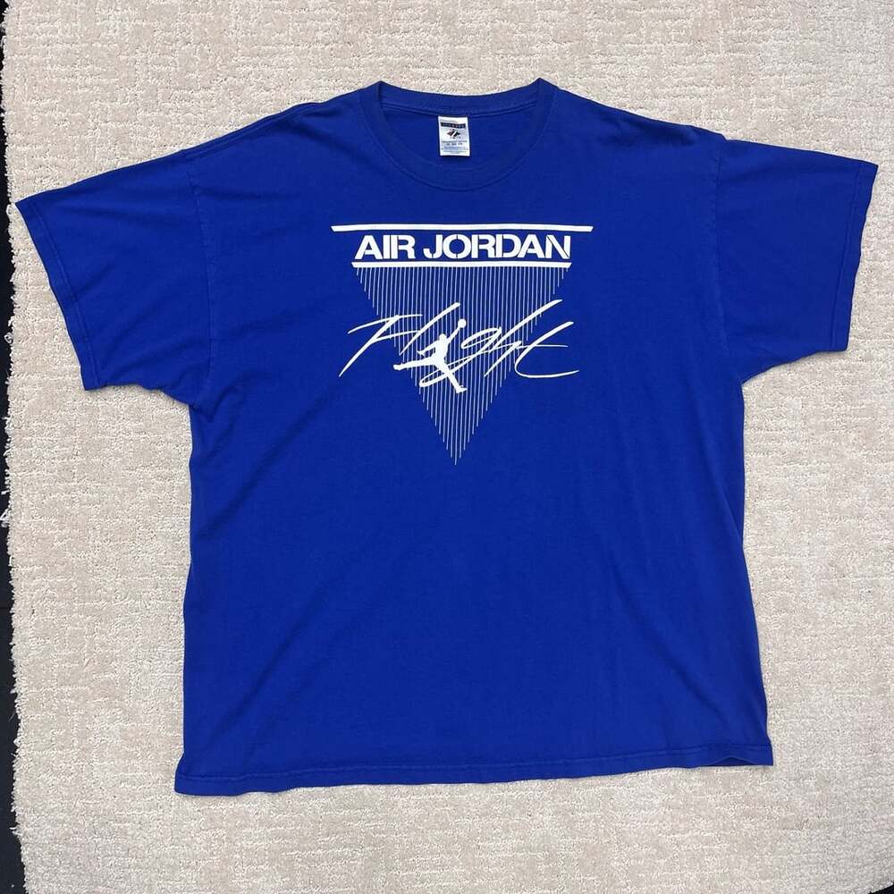 Vintage Air Jordan Flight Graphic T-Shirt Blue 2XL